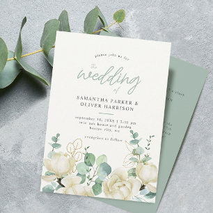 Invitation Détails de mariage élégant Magnolia Eucalyptus et