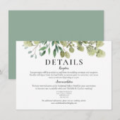 Invitation Détails de mariage élégants à l'aquarelle et verdu (Devant / Derrière)