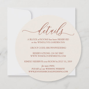 Invitation Détails de mariage élégants et simples en beige te