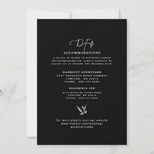 Invitation Détails de mariage élégants noir, argent et blanc