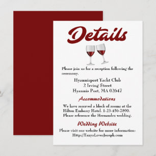 Invitation Détails de mariage en Bourgogne Verres à vin Direc