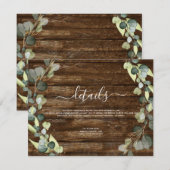 Invitation Détails de mariage Eucalyptus Verdure Bois rustiqu (Devant / Derrière)