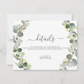 Invitation Détails de mariage Eucalyptus Verdure Succulent (Devant)