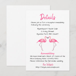 Invitation Détails de mariage Flamant Rose Tropical Luau d'ét