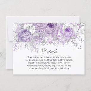 Invitation Détails de mariage Fleur Argent Violet Lavande