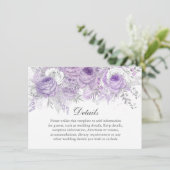 Invitation Détails de mariage Fleur Mauve Argent Violet (Debout devant)