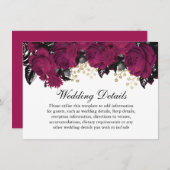 Invitation Détails de mariage Fleurs de Marsala Or Baie Rose (Devant / Derrière)