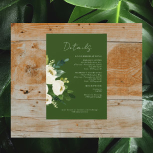 Invitation Détails de mariage floral blanc et vert