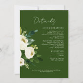 Invitation Détails de mariage floral blanc et vert (Devant)