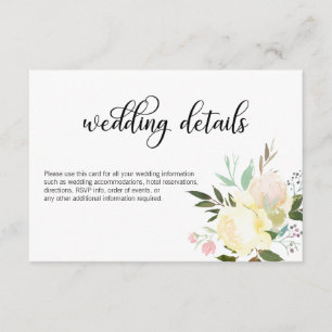 Invitation Détails de mariage floraux rose beige aquarelle