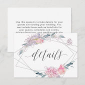 Invitation Détails de mariage géométrique floral aquarelle él (Devant / Derrière)