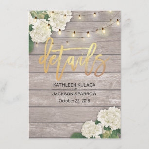 Invitation Détails de mariage hortensia Fleur Guirlande Lumin
