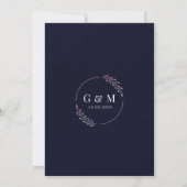 Invitation Détails de mariage Luxe Navy Or Script (Dos)