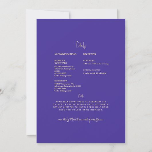 Invitation Détails de mariage Mandala Royal Blue (Devant)