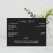 Invitation Détails de mariage noir inclus (Debout devant)
