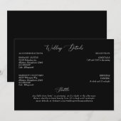 Invitation Détails de mariage noir inclus (Devant / Derrière)