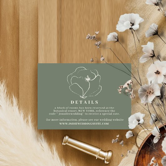 Invitation Détails de mariage rustique bohème indie vert saug