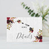 Invitation Détails de mariage rustique de destination de l'Ét (Debout devant)