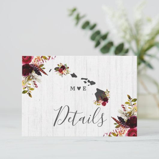 Invitation Détails de mariage rustique de destination de l'Ét (Debout devant)