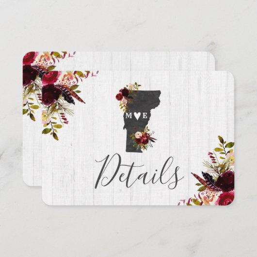 Invitation Détails de mariage rustique de destination de l'Ét (Devant / Derrière)