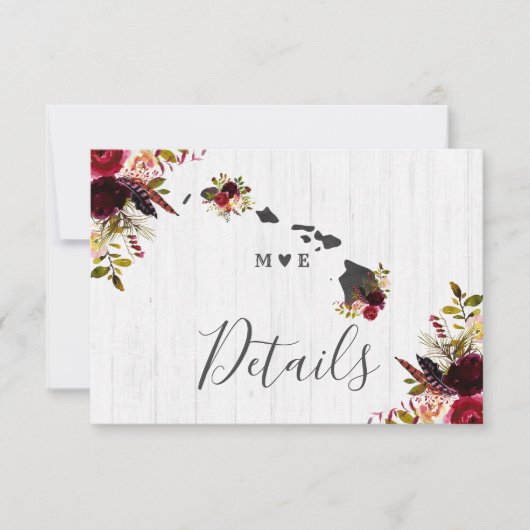 Invitation Détails de mariage rustique de destination d'état (Devant)