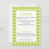Invitation Détails de mariage rustique Gingham Vert carreaux (Devant)