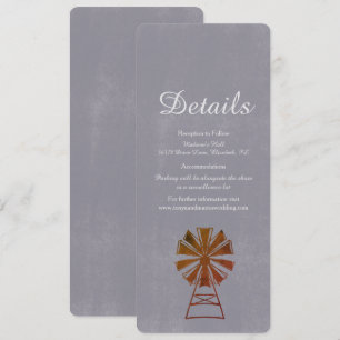 Invitation Détails de mariage rustique moulin à vent de ferme