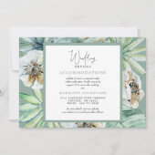 Invitation Détails de mariage simple feuillage tropical Sage (Devant)