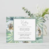 Invitation Détails de mariage simple feuillage tropical Sage (Debout devant)