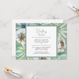 Invitation Détails de mariage simple feuillage tropical Sage 