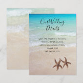 Invitation Détails de mariage sur la plage aux étoiles de mer (Devant / Derrière)