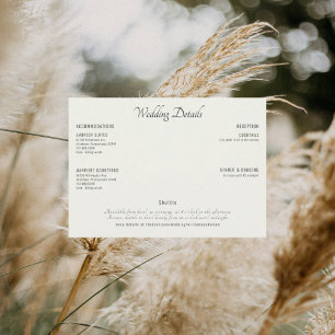 Invitation Détails de mariage texte noir crème moderne