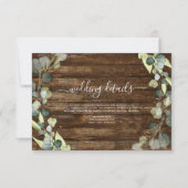 Invitation Détails de mariage verdure d'eucalyptus bois rusti (Devant)