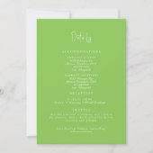 Invitation Détails de mariage vert citron simple - Encart (Devant)