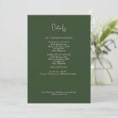 Invitation Détails de mariage vert forêt Encart (Debout devant)