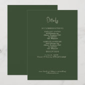 Invitation Détails de mariage vert forêt Encart (Devant / Derrière)
