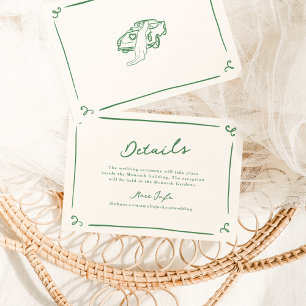 Invitation Détails de mariage verts dessinés à la main de fan