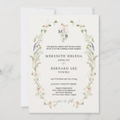 Invitation Détails de monogramme de mariage rustique vintage (Devant)