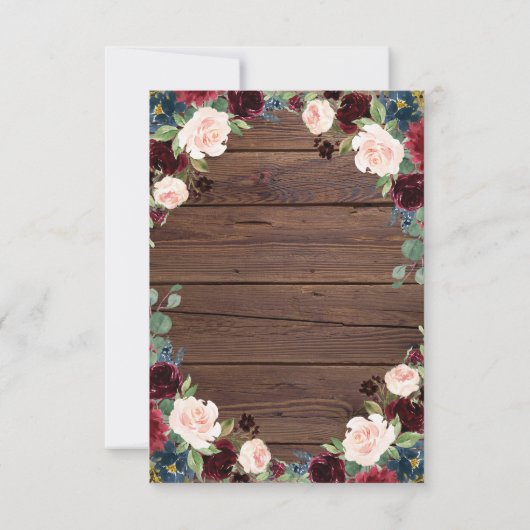 Invitation Détails de réception de mariage au bois rustique M (Dos)