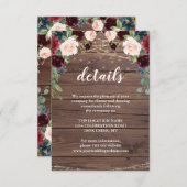 Invitation Détails de réception de mariage au bois rustique M (Devant / Derrière)