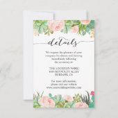 Invitation Détails de réception de mariage de cactus succulen (Devant)