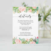 Invitation Détails de réception de mariage de cactus succulen (Debout devant)