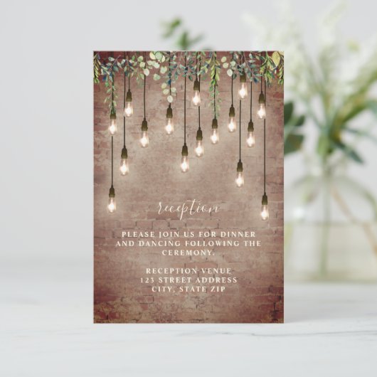 Invitation Détails de réception de mariage de verdure d'ampou (Debout devant)