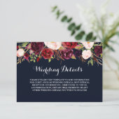 Invitation Détails de réception de mariage floral bordeaux ma (Debout devant)