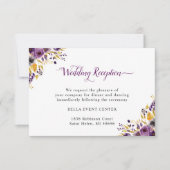 Invitation Détails de réception de mariage floral or violet p (Devant)