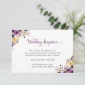 Invitation Détails de réception de mariage floral or violet p (Debout devant)