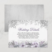 Invitation Détails de réception de mariage floral violet pail (Devant / Derrière)