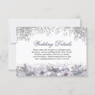 Invitation Détails de réception de mariage floral violet pail