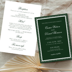 Invitation Détails de réception élégants vert émeraude pour m