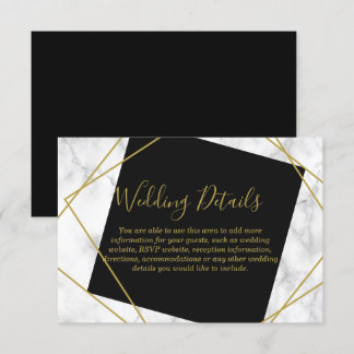 Invitation Détails de réception en marbre noir et or faux
